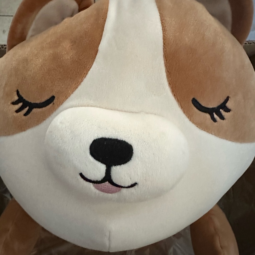 Squishmallows Brown and White Sleeping Puppy Plush